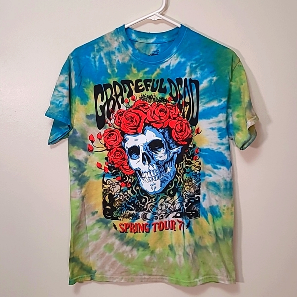 Grateful Dead Bertha Spring Tour 77 T-Shirt Tie Dye Skull & Red Roses Size Med